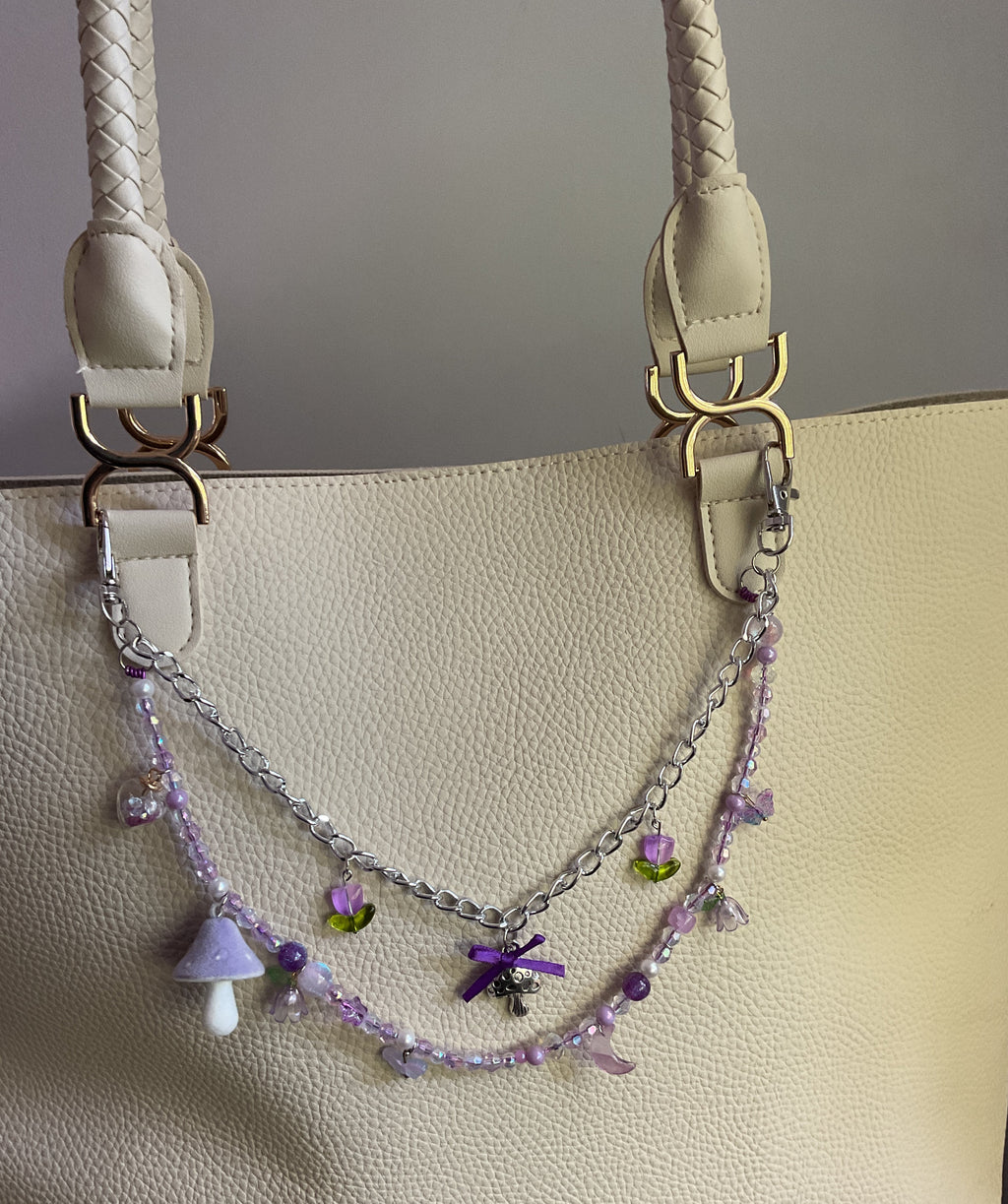 Purple mushroom bag chain