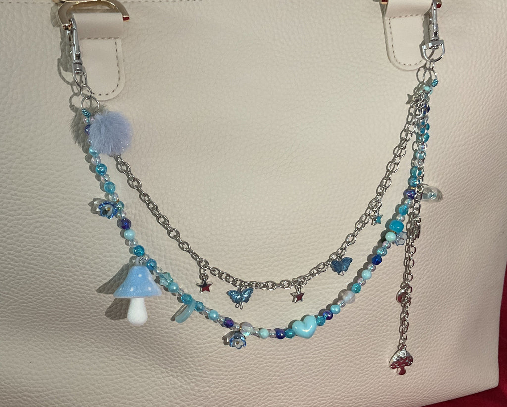 Blue mushroom bag chain