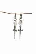 Pink flower sword earrings