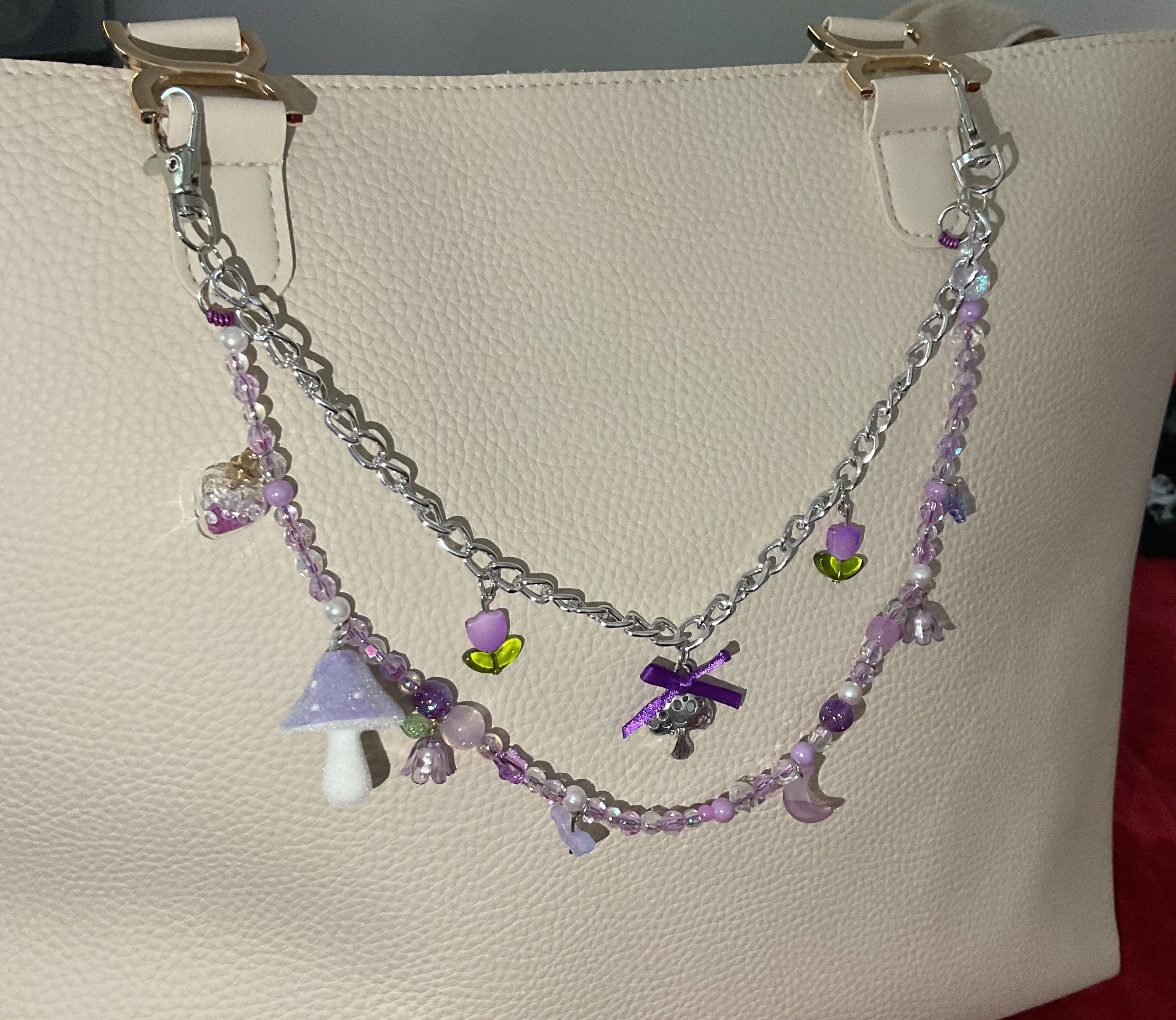 Purple mushroom bag chain