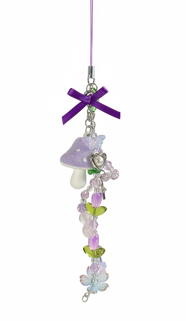 Fuzzy mushroom keychain