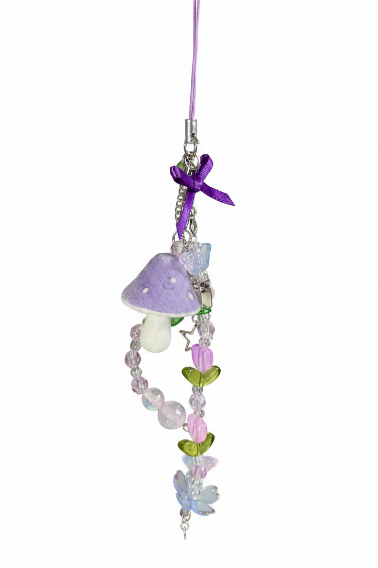 Fuzzy mushroom keychain